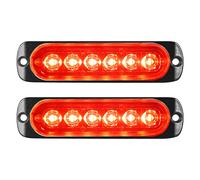 Willpower 2pcs 6LED Feu Stroboscopique Urgent Rouge Feux de Gabarit Latéraux Voiture 12V 24V Barre Lumineuse LED Balise Clignotante de Sécurité pour Remorque Utilitaire Bateau Tracteur Véhicule