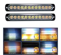 Willpower 2pcs 7.5" 12 LED Feu Stroboscopique Urgent Ambre Blanc Feux de Gabarit Latéraux Voiture 12V 24V Barre LED Balise Clignotante de Sécurité pour Remorque Utilitaire Bateau Tracteur Véhicule