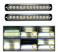 Willpower 2pcs 7.5" 12 LED Feu Stroboscopique Urgent Blanc Feux de Gabarit Latéraux Voiture 12V 24V Barre LED Balise Clignotante de Sécurité pour Remorque Utilitaire Bateau Tracteur Véhicule