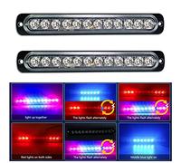 Willpower 2pcs 7.5" 12 LED Feu Stroboscopique Urgent Bleu Rouge Feux de Gabarit Latéraux Voiture 12V 24V Barre LED Balise Clignotante de Sécurité pour Remorque Utilitaire Bateau Tracteur Véhicule