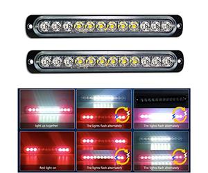 Willpower 2pcs 7.5" 12 LED Feu Stroboscopique Urgent Rouge Blanc Feux de Gabarit Latéraux Voiture 12V 24V Barre LED Balise Clignotante de Sécurité pour Remorque Utilitaire Bateau Tracteur Véhicule