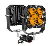 Willpower 2pcs Carré Phare de Travail LED 4.3'' 30W 2500LM, Feux Antibrouillard LED avec 12V DT Faisceau Kit Spot pour 4x4 Voiture Camion Tracteur Bateau Offroad Vehicule, 3000K Ambre, Etanche IP67