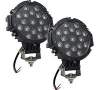 Willpower 2pcs Phare de Travail 18cm 51W LED Projecteur Voiture 12V 24V LED Phare LED Voiture Feux Antibrouillard Étanche IP67 Phare pour Camion Off Road Tracteur 4x4 SUV UTV VTT Bateau Noir