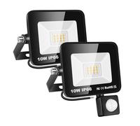 Willpower 2PCS Projecteurs LED Extérieur 10W 1000LM Avec Detecteur de Mouvement Spot LED 4000K Blanc Chaud IP66 Etanche Eclairage Exterieur Lumière de Sécurité LED pour Jardin Patio Garage