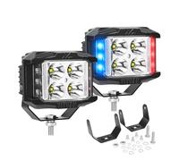 Willpower 2x 4 pouces 35W 3500LM Phare de Travail LED Stroboscopique, 12V 24V Cube Barre LED, Projecteurs Lumière Spotlight Feux de Travail pour Offroad Voiture Camion SUV ATV 4x4 Tracteur, Rouge Bleu