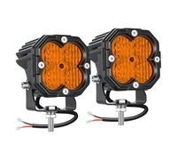 Willpower 2x Carré Phare de Travail LED 3'' 30W 3000LM, 12V 24V Feux Antibrouillard LED Spotlight Projecteurs Lumière pour Voiture Camion Tracteur Bateau Offroad 4x4, Etanche IP67, 3000K Ambre