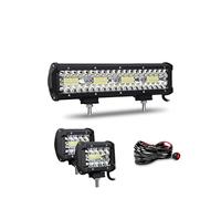 Willpower 30cm 12'' 240W Barre LED Spot et Inondation + 2pcs 4'' Phare de Travail LED Rampe Feux LED 12V 24V Étanche pour 4x4 Voiture Camion Tracteur Quad Véhicule Bateau Con Câblage