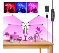 Willpower 4 Têtes Lampe pour Plantes avec Clip, 80 LED Horticole Lampe de Croissance, Automatique 3/9/12H, 460nm-470nm 620nm-630nm, 3 Modes D'éclairage pour Semis Interieur, Serre Culture