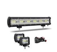 Willpower 43cm 17'' 360W Barre LED Spot et Inondation + 2pcs 4'' Phare de Travail LED Rampe Feux LED 12V 24V Étanche Bar pour 4x4 Voiture Camion Tracteur Quad Véhicule Bateau Con Câblage