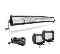 Willpower 56cm 22'' 270W Barre LED Incurvé + 2pcs 10cm 18W Phare de Travail LED + Faisceau de Câblage Rampe LED Bar a LED 12V 24V Étanche Projecteur LED pour 4x4 Voiture Camion Tracteur Quad Bateau