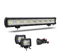 Willpower 58cm 23'' 480W Barre LED Spot et Inondation + 2pcs 4'' Phare de Travail LED Rampe Feux LED 12V 24V Étanche pour 4x4 Voiture Camion Tracteur Quad Véhicule Bateau Con Câblage