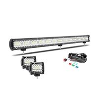 Willpower 93cm 37'' 780W Barre LED 4x4 + 4" 60W Phare de Travail + 12V Câblage Rampe LED Étanche Feu Antibrouillard pour Offroad Voiture Camion Tracteur Quad Bateau, 6000K Blanc