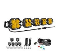 Willpower Barre de LED 34'' 150W 12500LM, Barre Lumineuse LED avec 12V DT Faisceau Kit Feux Antibrouillard Phare de Travail pour 4x4 Voiture Camion Tracteur Bateau Offroad Vehicule, 3500K Jaune, IP67