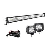 Willpower Barre LED 107 cm 42 pouces 540 W + Phares LED 10 cm 4 pouces 36 W + câblage 12 V 24 V projecteurs LED Phare de travail LED barre d'éclairage pour véhicule tout-terrain tracteur camion 4 x 4
