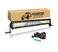 Willpower Barre LED 38cm 15'' 144W Rampe LED Slim Rangée Unique Bar a LED 12V 24V IP67 Étanche Projecteur LED Feux Phare de Travail LED pour 4x4 Voiture Camion Tracteur Quad avec Faisceau de Câbles