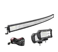 Willpower Barre LED incurvée 50 pouces 127 cm 648 W + 2 spots 18 cm 72 W + harnais de câblage - Lumière 12 V 24 V IP67 longue portée pour 4x4 tracteur, voiture, camion, bateau Offroad