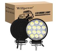 Willpower Lot de 2 projecteurs LED de 10,2 cm 42W spots de conduite tout-terrain 12V 24V étanches phares antibrouillard projecteurs de travail LED pour camion tracteur voiture 4x4 ATV UTV SUV bateau