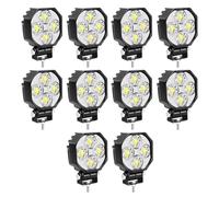Willpower Phare de Travail LED 7CM 16W 12V 24V Spot pour Tracteur Voiture | 10PCS Feu Antibrouillard LED 6000K Blanc, Etanche IP67, pour 4x4 Quad Camion Offroad Véhicule Bateau ATV
