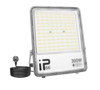 Willpower Projecteurs LED Extérieur Avec Prise EU, Spot LED 300W 30000LM Blanc Froid 6000K IP66 Etanche Eclairage Exterieur Lumière de Sécurité LED pour Jardin Patio Garage Terrasse Maison Chantier