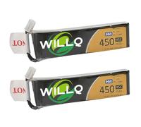 WILLQ 3.8V Batterie Lithium 300 mAh/450 mAh 1S1P à taux de décharge élevé 75C/95C pour Drone de Course FPV d'intérieur (Lot de 2),450mah 95c 1s1p jst phr 2p