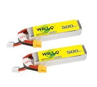 WILLQ Batterie LiPo 3,7 V/7,4 V/11,1 V 95C 500 mAh 1S/2S/3S avec connecteur XT30/PH2.0 pour Avions, hélicoptères, quadricoptères et Drones de Course FPV.,500mah 95c 2s1p xt30