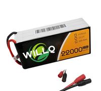 WILLQ Batterie LiPo 6S de 22000 mAh 22,2 V 25C avec connecteur XT60/AS150 pour Drone FPV, hélicoptère et Avion radiocommandés.,As150