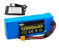 WILLQ Batterie pour vélo électrique 36 V 12 Ah 10S3P, Bloc-Batterie Lithium avec BMS intégré et boîtier PVC, pièces de Rechange pour Kits Moteur,36v12ah+Charger