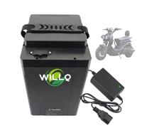 WILLQ Batterie Remplacement pour Moto 48V 60V 72V 18Ah 20Ah 22Ah 22,5Ah 24Ah 25Ah 28Ah 30Ah 40Ah 50Ah Lithium pour kit Moteur Scooter/cyclomoteur 0 à 2500W avec poignée,72v18ah