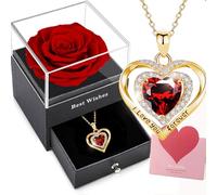 Willuck Rose Eternelle avec Bijoux,Rose Stabilisée Rouge,Conservée Préservés Vraie Cadeau Femme Anniversaire Saint Valentin Noël Fête des Mères Cadeaux pour sa Femme Maman Grand-Mère Copine