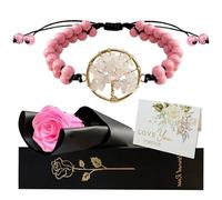 Willuck Rose éternelle naturelle avec tige, rose fleurs préservées, rose Real Forever Bloom - Bouquets romantiques pour femme pour la Saint-Valentin, la fête des mères, Noël, un anniversaire et un