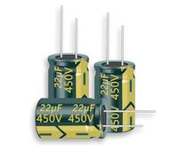 Willwewon Kit de 10 condensateurs 450V 22UF - Guides longs - Condensateurs électrolytiques axiaux polarisés - Tubes amplificateurs (13x20mm (0.51x0.79in))