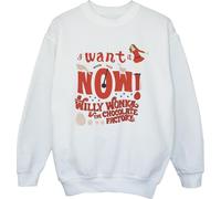 Willy Wonka - "Verruca Salt I Want It Now" Sweat-shirt pour fille BI41232 (128) (Blanc)