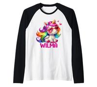 Wilma Nom personnalisé Licorne colorée pour Femmes et Filles Manche Raglan