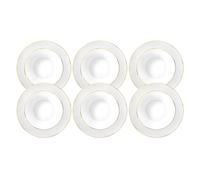 Wilmax - Assiette creuse avec motif doré - 6 pièces - Ø 22,5 cm - en porcelaine blanche - plate de 450 ml - Lavable au lave-vaisselle - de petit-déjeuner, à dessert