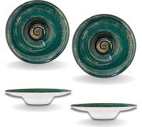 Wilmax Assiette en porcelaine Vert, 24 cm, assiette creuse ronde WL-669525/A2