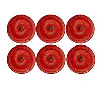 Wilmax - Assiettes à dessert COLORBOOM - Lot de 6 - Diamètre : 20 cm Pour servir des snacks - Design moderne - Pratique - Lavable au lave-vaisselle - Porcelaine émaillée - Couleur rouge