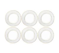 Wilmax - Lot de 6 assiettes à dessert blanches en porcelaine - Avec motif doré - Passe au lave-vaisselle - Diamètre : 15 cm