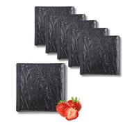Wilmax - Assiettes carrées - 6 pièces - Aspect pierre - Ne ternit pas - Convient pour le four - Lavable au lave-vaisselle - Convient pour le contact alimentaire - 13x13 cm