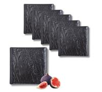 Wilmax - Assiettes carrées - 6 pièces - Aspect pierre - Ne ternit pas - Convient pour le four - Lavable au lave-vaisselle - Convient pour le contact alimentaire - 17 x 17 cm
