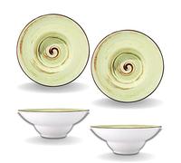Wilmax - Assiettes creuses SPIRAL - 2 pièces - Élégantes - Modernes - Durables - Porcelaine émaillée - Lavables au lave-vaisselle - Pour les soupes, salades - Idée cadeau - Diamètre : 22,5 cm