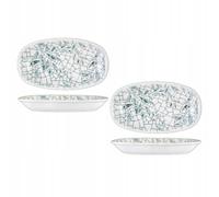 Wilmax - Assiettes décoratives - 2 pièces - 20 x 11 cm - de service ovales en porcelaine - Plate - Lavables au lave-vaisselle - à dessert - à gâteau