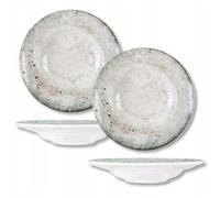 Wilmax - Assiettes décoratives - 2 pièces - Ø27cm - Assiettes creuses en porcelaine - Plate - Lavables au lave-vaisselle - à petit-déjeuner - Assiettes à dessert