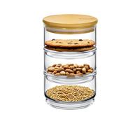 Wilmax Boîtes de conservation avec couvercle - 20 cm - trois niveaux - rangement pour la cuisine Récipients en verre - Pots de conservation Boîtes fraîcheur Lavable au lave-vaisselle