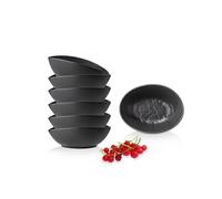 Wilmax - Bol - 6 pièces - Porcelaine - Noir - Pour une variété de plats - Va au four - Passe au lave-vaisselle - Imitation pierre naturelle - Résistant - Émaillé à la main - Idéal en set