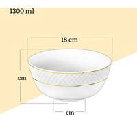 Wilmax bol en porcelaine avec lignes dorées, 18 cm, 1300 ml, set de 6, WL-880102369/A6