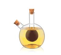 Wilmax - Bouteille en verre 2 en 1 pour huile et vinaigre - Ensemble de distributeur d'huile en 2 parties - 300 ml / 60 ml - Distributeur de vinaigre - Bouteilles à remplir
