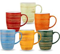 Wilmax Ensemble de tasses en porcelaine, 460 ml, Collection ColorBoom Spiral - WL-669MIX37/A