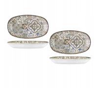 Wilmax - Lot de 2 assiettes décoratives ovales en porcelaine - 20 x 11 cm - Passe au lave-vaisselle - Assiettes à petit-déjeuner - Assiettes à gâteau