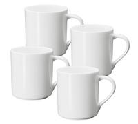 Wilmax - Lot de 4 tasses à thé et à café - 320 ml - En porcelaine - Avec poignées - Pour thé, café, cappuccino - Blanc