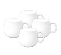 Wilmax - Lot de 4 tasses à thé et à café - 400 ml - En porcelaine - Avec poignées - Pour thé, café, cappuccino - Blanc